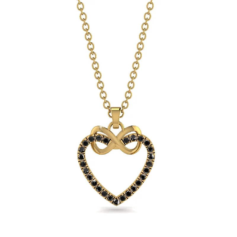 women's necklaces with matching earrings -Infinity Heart Black Diamond Necklace - Mollie No. 7