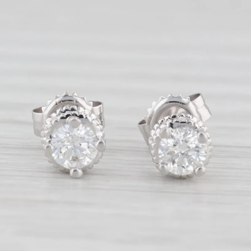 women's earrings with mixed metals -0.48ctw Diamond Halo Stud Earrings 14k White Gold