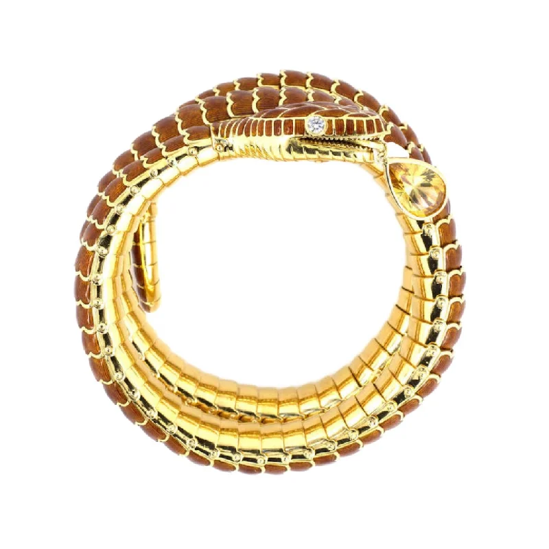 women's bracelets with fine chain -Adria de Haume Wraparound Enamel Snake Bracelet