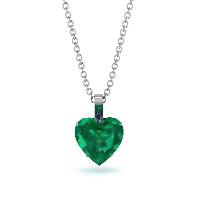 women's necklaces with turquoise -Heart Emerald Necklace - Noelle No. 66