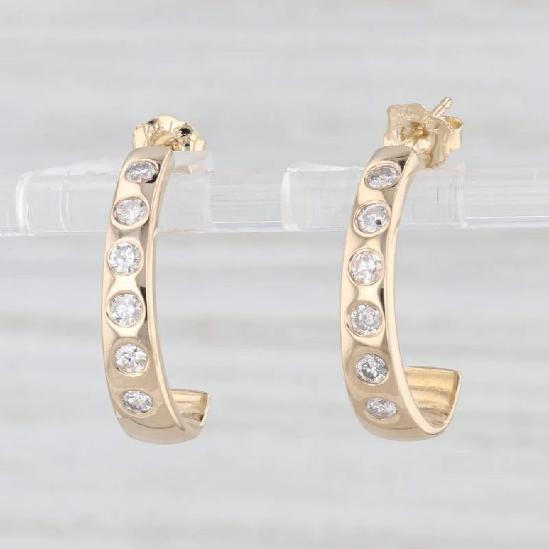 women's earrings with opal stones -0.50ctw Diamond J-Hook Drop Earrings 14k Yellow Gold