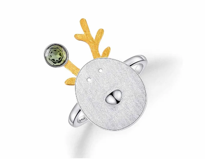 women's rings with diamond center stone -Christmas Reindeer Ring