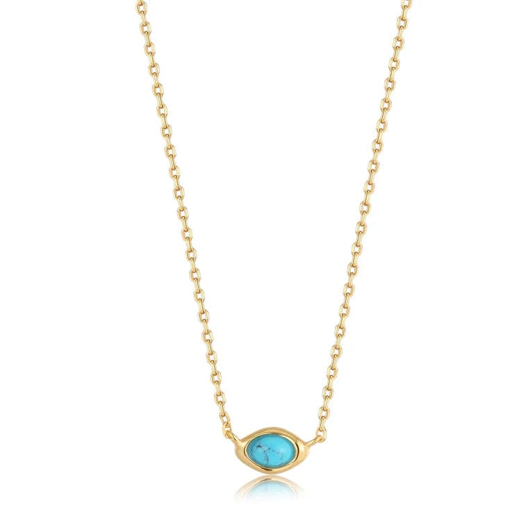 women's necklaces with stylish clasp -Gold Turquoise Wave Necklace