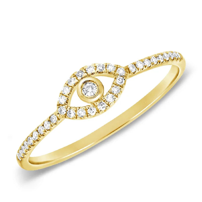 women's engagement rings with thin band -Diamond Evil Eye Ring made in 14K Gold