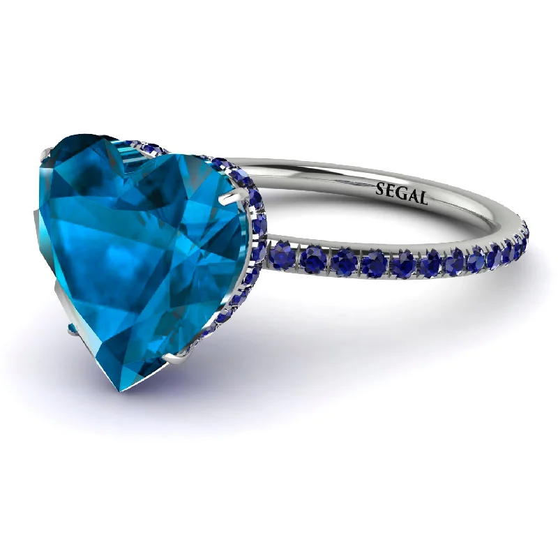 women's engagement rings with curved design -Heart Shape Blue Topaz Ring - Noelle No. 515