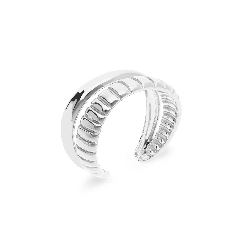 women's rings with geometric design -Duo ring silver