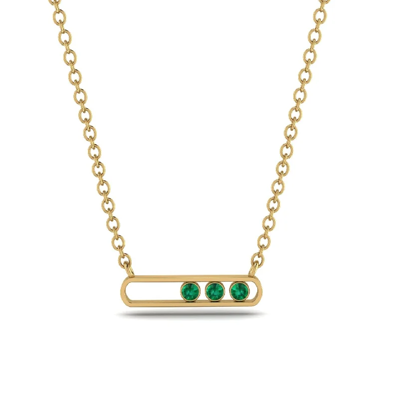 women's necklaces with intricate details -3 Emerald Stone Hollow Necklace - Zaria No. 4