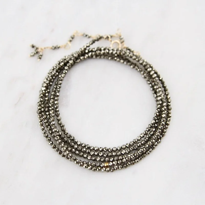 women's necklaces with oval pendant -14k Pyrite Wrap Bracelet & Necklace with 18K Hex Bead