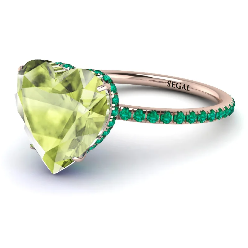 women's engagement rings with solitaires -Heart Shape Peridot Ring - Noelle No. 705