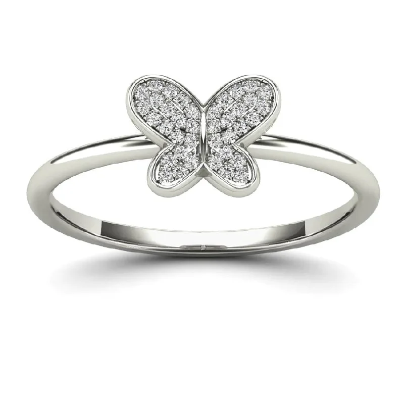 women's engagement rings with modern style -Diamond Butterfly Ring (14K)