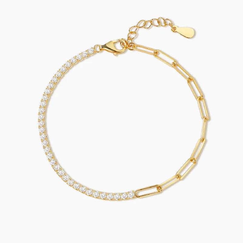 women's bracelets with mixed metals -S925 Chain Link Tennis Bracelet