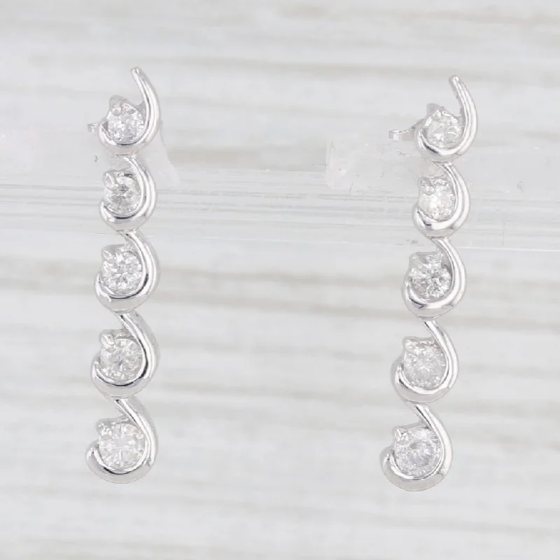 women's earrings with modern style -0.40ctw Diamond Journey Earrings 14k White Gold Pierced Drops