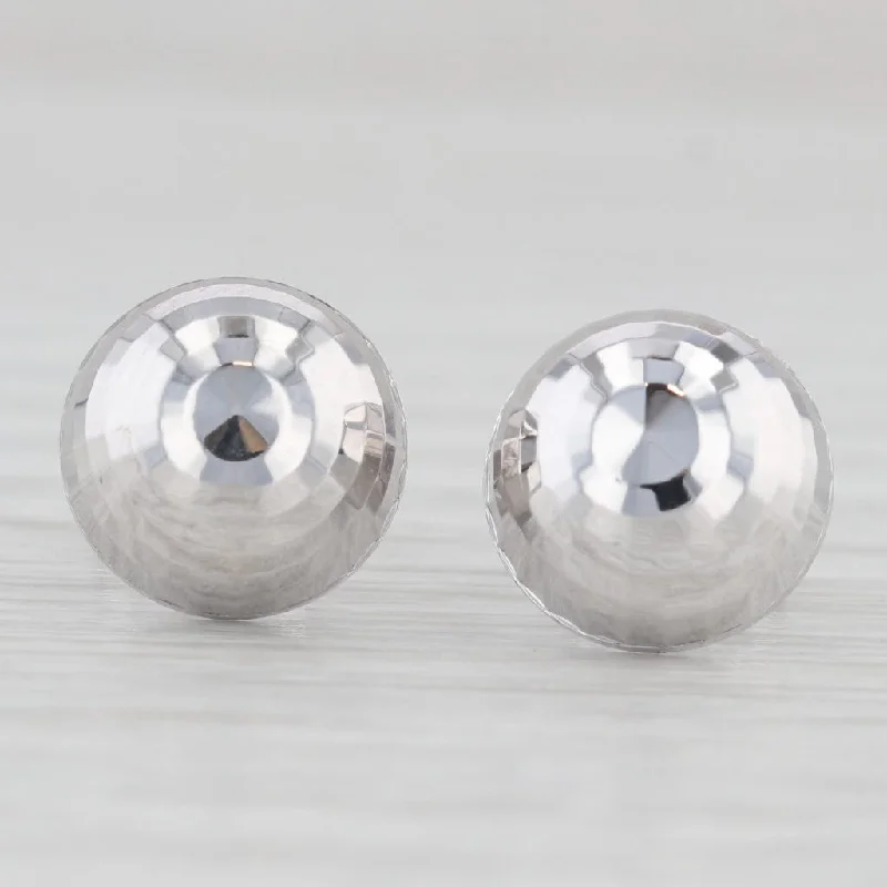 women's earrings with sparkling crystals -Disco Ball Stud Earrings 14k White Gold Milor Italian