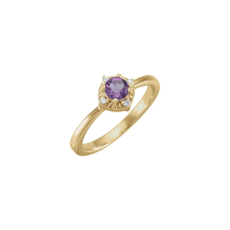 women's engagement rings with white gold -Natural Amethyst and Natural Diamond Accent Halo Ring