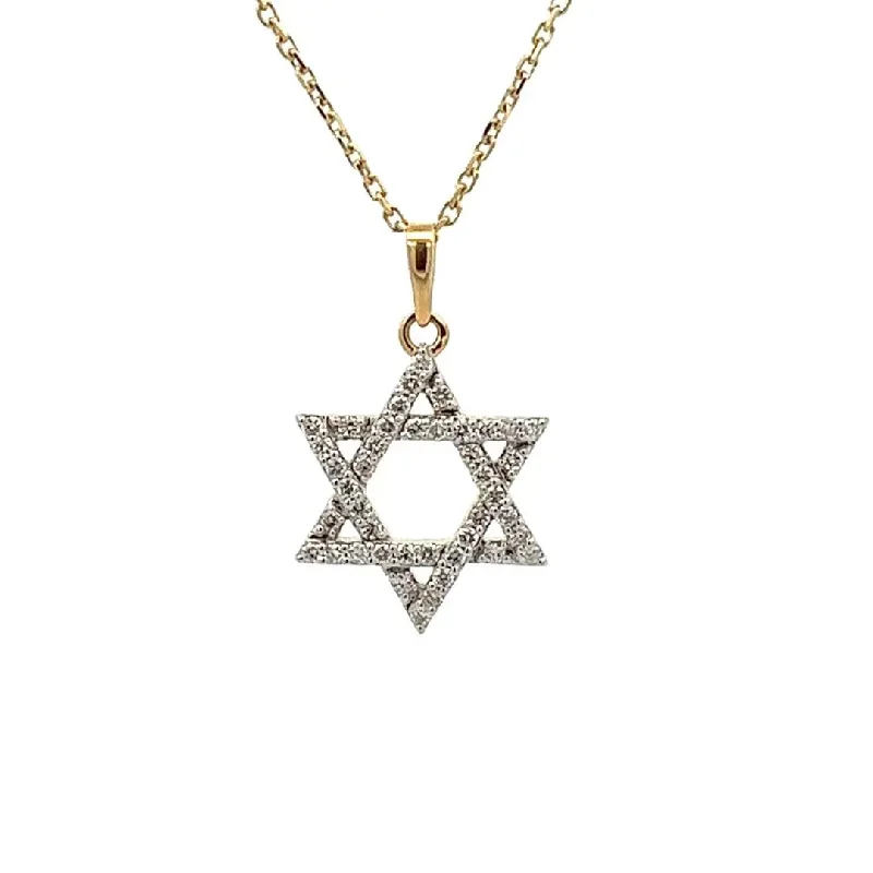 women's necklaces with opal -Yellow Gold Diamond Star of David Necklace