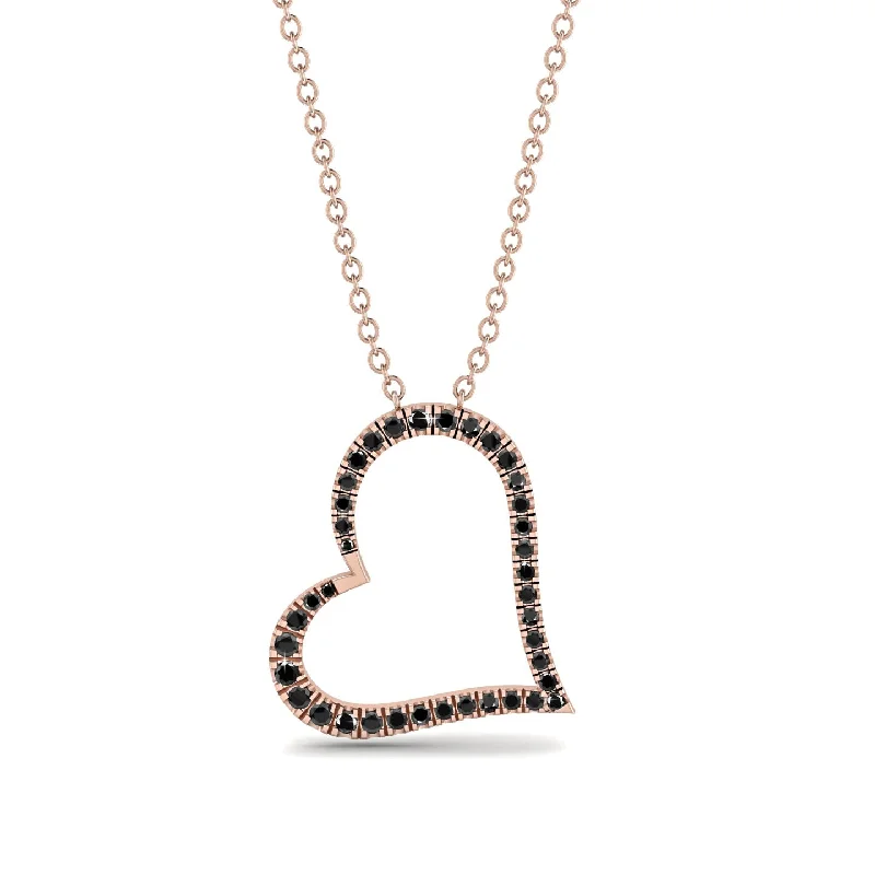 women's necklaces with intricate details -Black Diamond Heart Necklace - Claudia No. 8