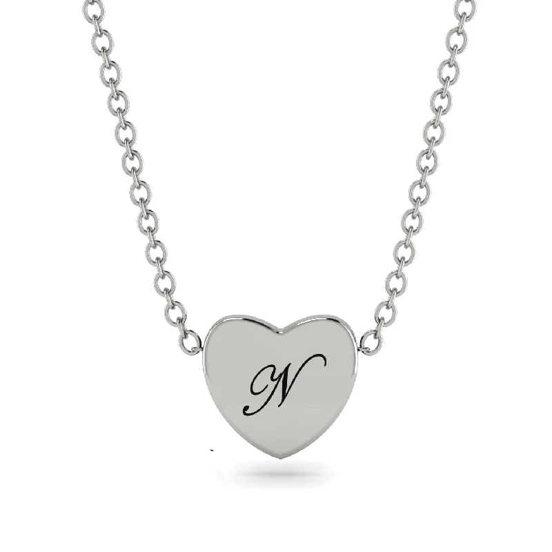 women's necklaces with fine chain -Heart Initial Necklace - Emory No. 3