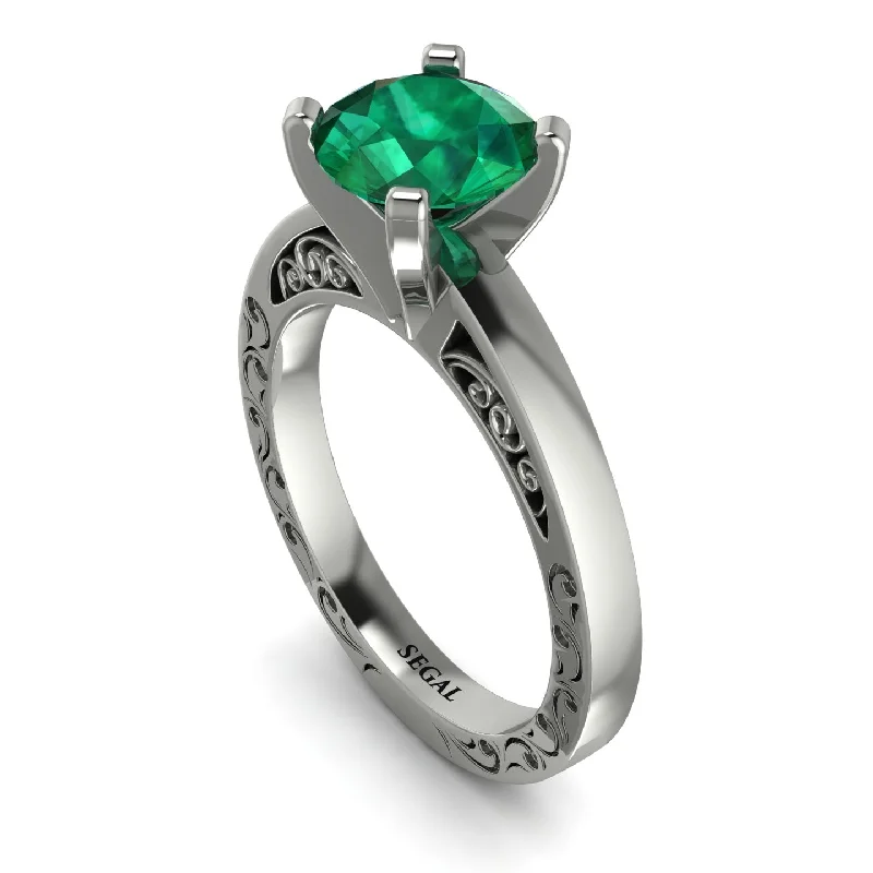 women's engagement rings with antique style -Vintage Solitaire Emerald Ring - Vera No. 6