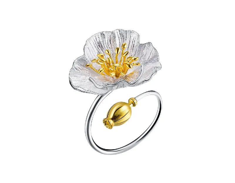 women's rings with diamond pave -Blooming Poppies Ring