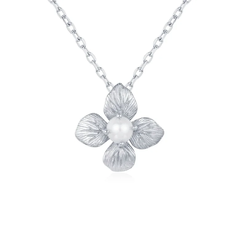 women's necklaces with silver chain -Gossamer Petal Pearl Necklace