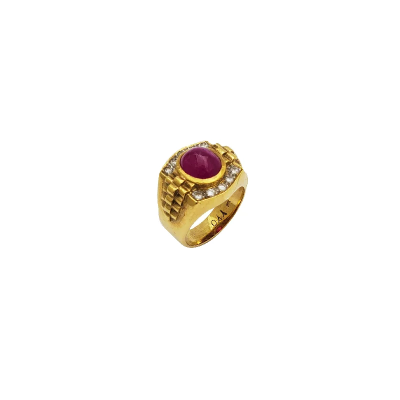 women's engagement rings with colored diamonds -Diamond Ruby Ring (18K)