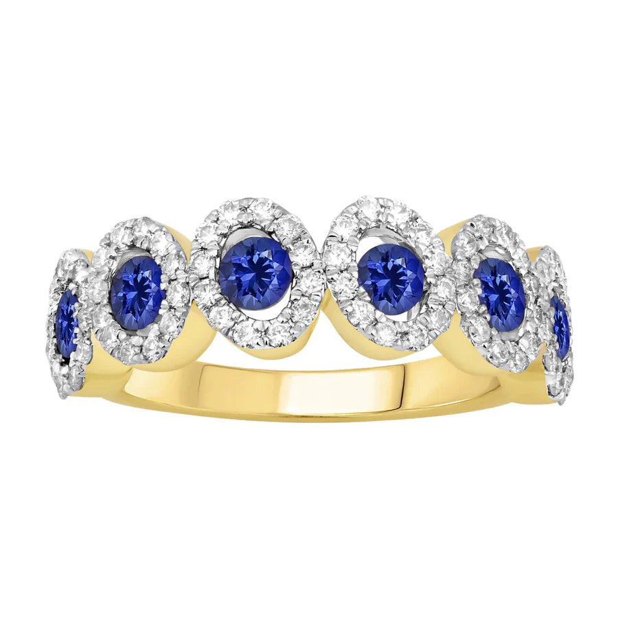 women's engagement rings with ruby band -Sapphire & Diamond  Ring （14K）