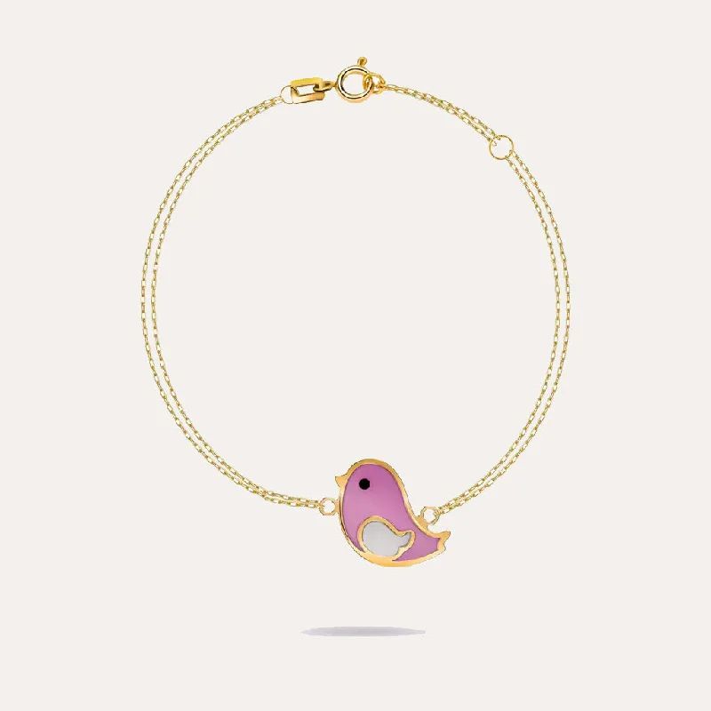 women's bracelets with rose gold -18K Gold Bird Bracelet For Kids