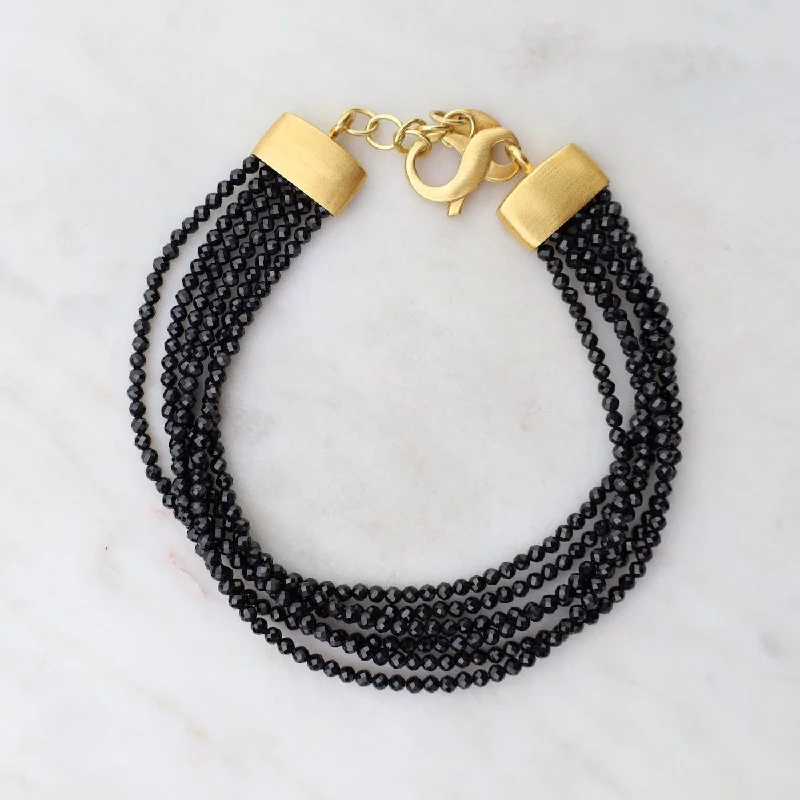 women's bracelets with pearls -Multi Strand Black Spinel Bracelet