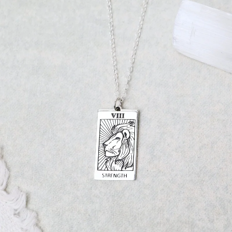 women's necklaces with sapphire -Strength Tarot Card Pendant Necklace