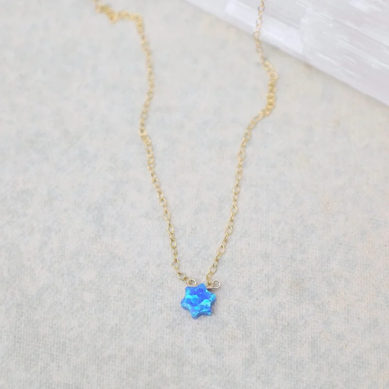 women's necklaces with classic pendant -Blue Opal Star of David Necklace