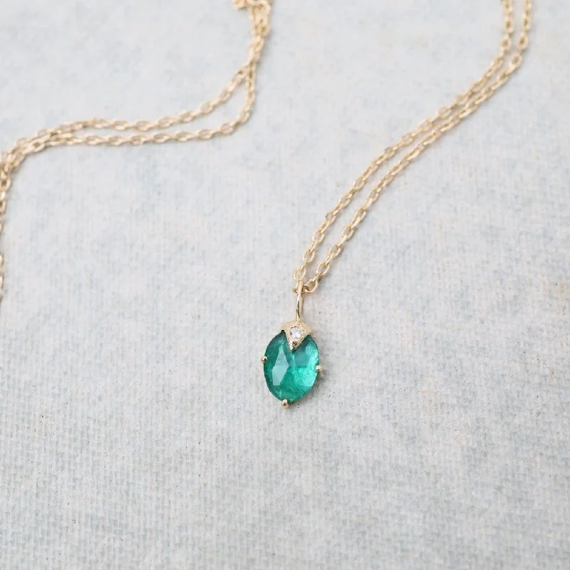 women's necklaces with heart-shaped pendant -Emerald & Diamond Claw Necklace