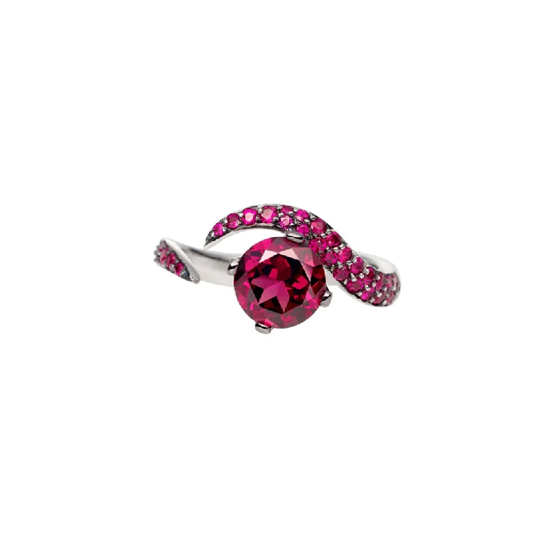 women's rings with geometric design -Interlocking Aurora Ring - 18ct White Gold & 2.20ct Rhodalite