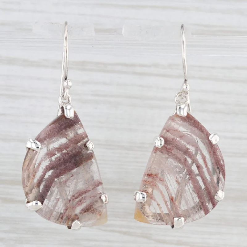 women's earrings with classic dangling style -Marbled Quartz Dangle Earrings Sterling Silver Hook Post Drops Starborn