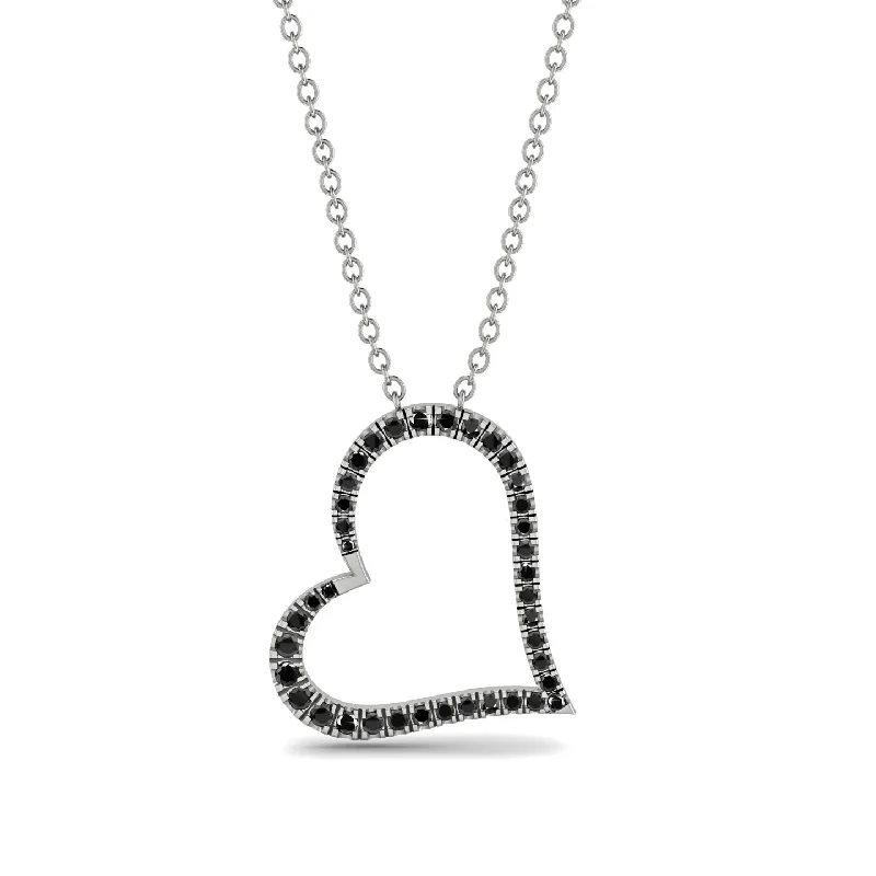 women's necklaces with diamond bezel -Black Diamond Heart Necklace - Claudia No. 9