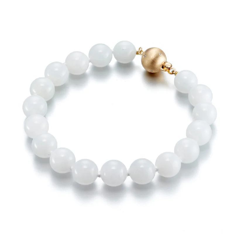 women's bracelets with bangle design -10mm White Jade Bracelet