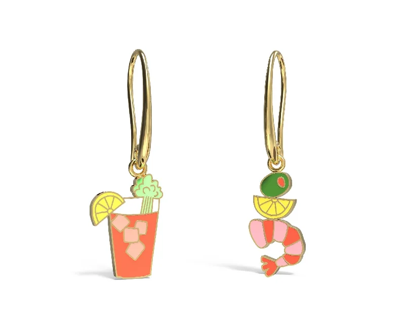 women's earrings with diamond pave -Bloody Mary and Shrimp Drop Earrings