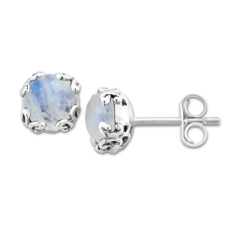 women's earrings with clip-on style -SAMUEL B. MOONSTONE STUD EARRINGS