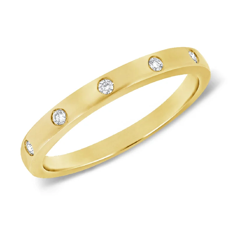 women's engagement rings with custom engraving -14K Gold Bezel & Channel Set Ring with Diamonds