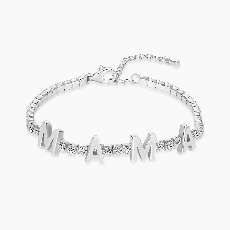 women's bracelets with stackable look -MAMA Cubic Zirconia Tennis Bracelet