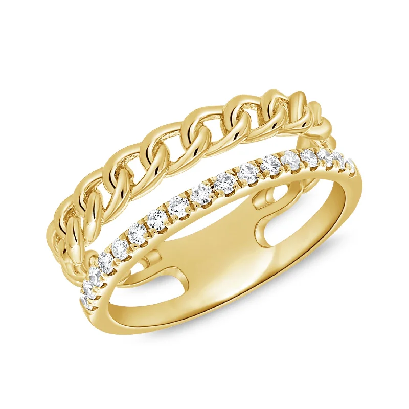 women's engagement rings with diamond-encrusted band -Diamond Designer Links Chain Ring