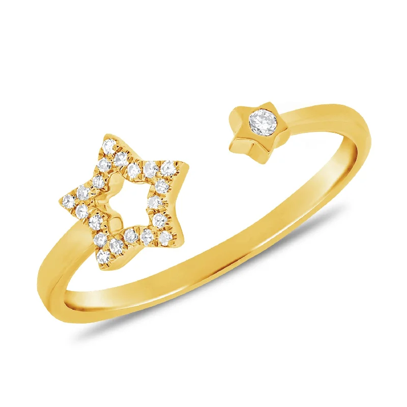 women's engagement rings with three-stone setting -Diamond Star Wrap Ring made in 14K Gold