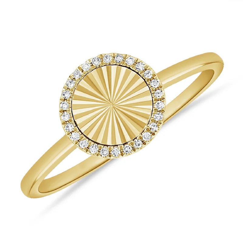 women's engagement rings with cushion cut -Radiant Sunburst Diamond Halo Ring in 14K Gold