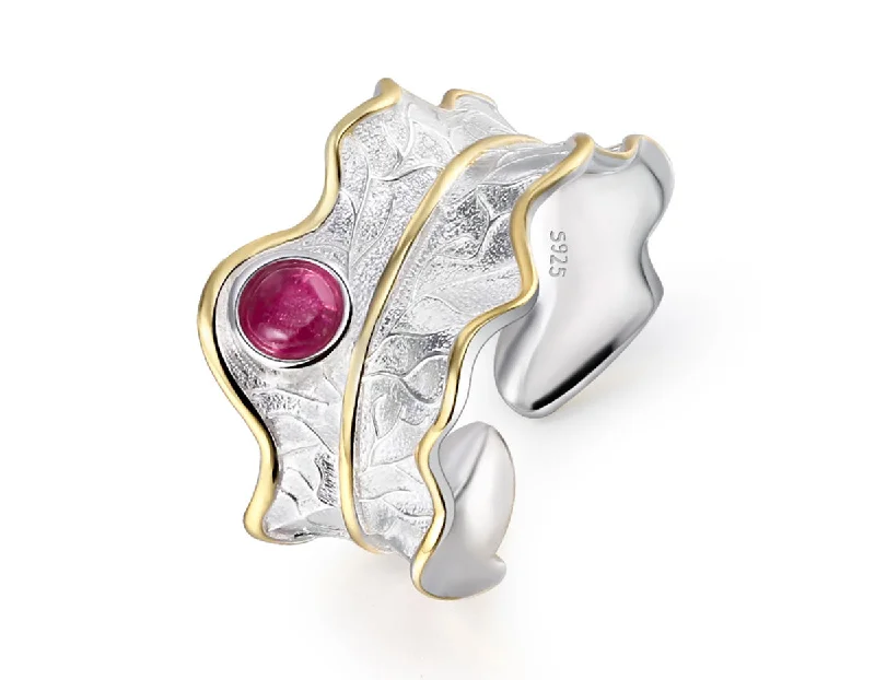 women's rings with gemstone accents -Peony Leaf Ring