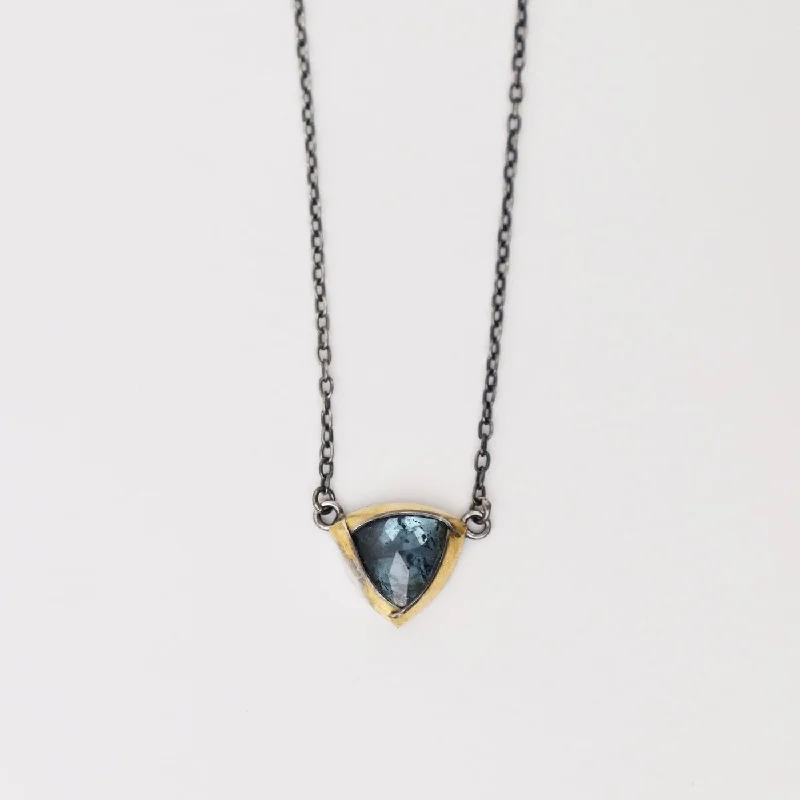 women's necklaces with beaded design -Teal Kyanite Petite Tri Fold Necklace