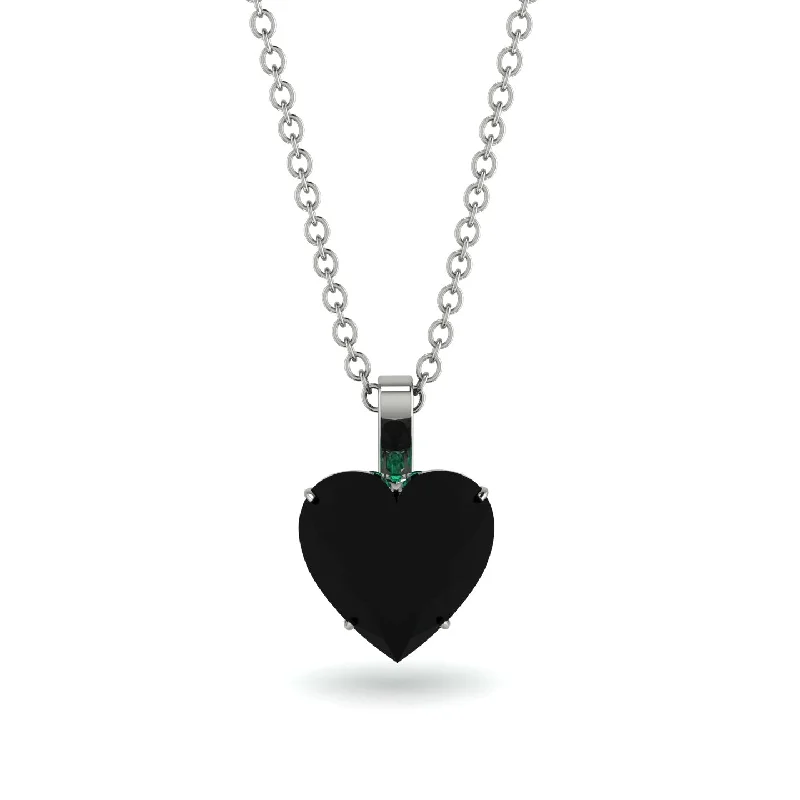 women's necklaces with crystal accents -Heart Black Diamond Necklace - Noelle No. 24