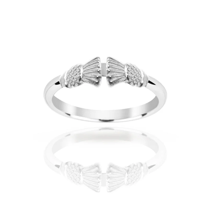 women's rings with cushion-cut diamond -Traditional Edinburgh Scottish Thistle Torque Ring