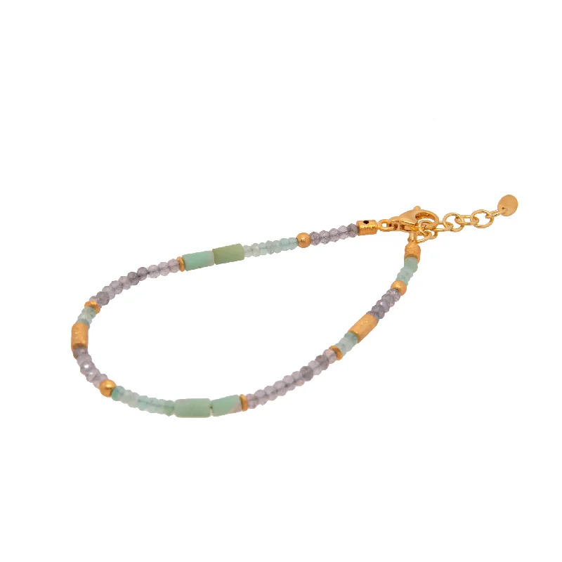 women's bracelets with wrap design -Chrysoprase and Labradorite 3mm Necklace and Bracelet Fair Trade 24K Gold Vermeil Collection