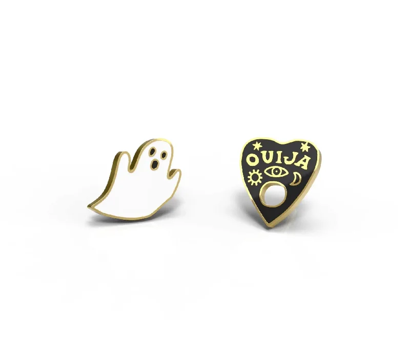 women's earrings with heart-shaped gemstone -Ghost & Ouija Earrings