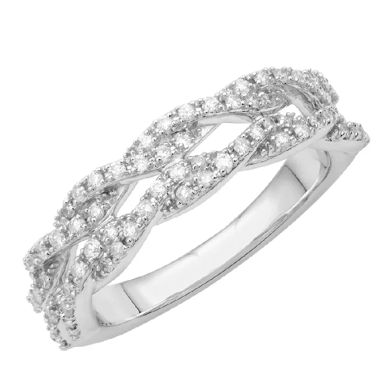 women's engagement rings with vintage design -Diamond Rope Ring (14K)