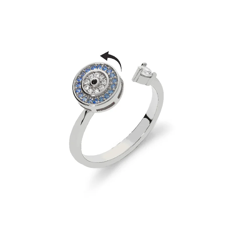 women's rings silver -Evil eye twist ring silver